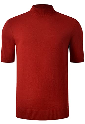 Men's Light Weight Merino Wool Mock Turtleneck Sweater Undershirt Short Sleeve T-Shirt_Red_Medium