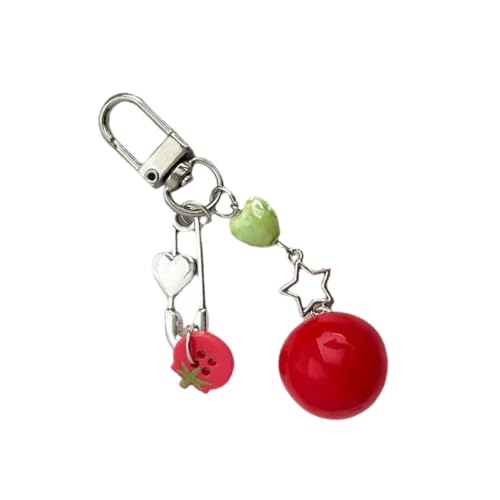 Practical Tomato and Leaf Designs Stylish Keychain with Girl Fashion Accessory for Trendy Youth Daily Use Casual Wear