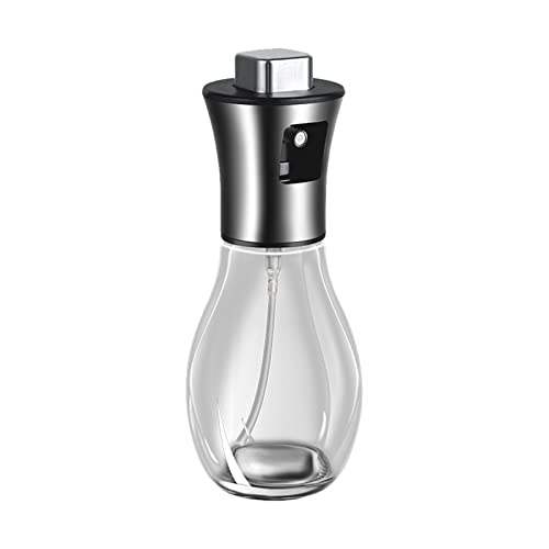 Pulverizador de aceite de oliva recargable de 200 ml para cocinar, barbacoa, ensalada, hornear, asar y asar, botella de vidrio con boquilla integrada, base antideslizante y multiusos