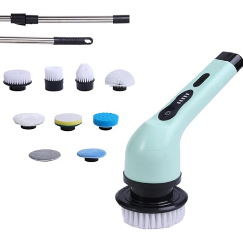Épurateur électrique, batterie 3000 mAh, brosse de nettoyage électrique portable rechargeable pour salle de bain, avec 9 têtes de brosse remplaçables et poignée réglable pour cuisine, carrelage