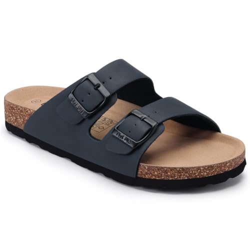 Image of Litfun Unisex Cork Footbed Sandal Summer Slip On Slide Sandals with Adjustable Buckle for Women Men