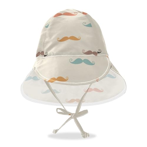 Unisex Baby Beach Hats Boy Beach Unique Girl UPF 50+ Protection Large Brim Beach Essentials Cartoon Mustaches