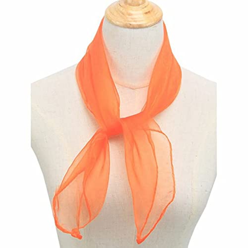 BigBigHundred Écharpe Femme Uni Doux Disco Col Carré Écharpe Wrap Rétro Décontracté Soirée Solide Foulards Soie Foulards Wrap - Orange Cover