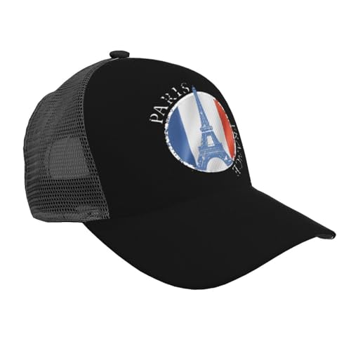 Paris France Peace Eiffel Tower Flag Mesh Baseball Cap - Classic Adjustable Peaked Cap, Trucker Hat for Men and Women