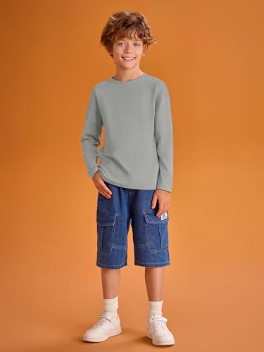 Image of Haloumoning Kids Boys Long Sleeve Crewneck T-Shirts Tee Tops 5-14 Years