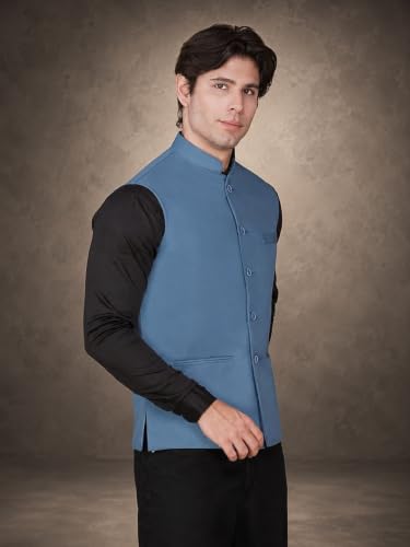 Image of Vastraa Fusion Bandi Modi Koti, Nehru Jacket for Men, Cotton Waistcoat for All Occasion: Diwali, Wedding, Ethnic, Office Party, Formal & casual Look
