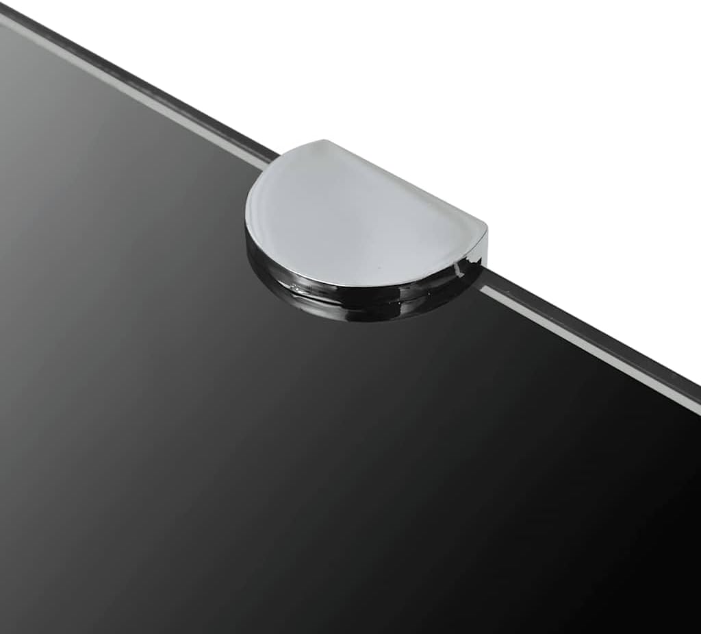 Corner Shelf Set of 2, Black Tempered Glass 13.8x13.8 inch Triangular Wall Shelves for Bathroom, Kitchen, Living Room Decor