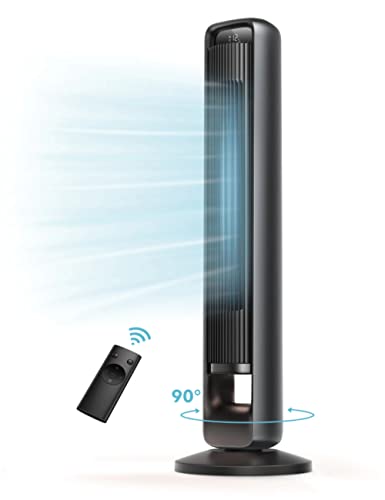 Tower Fan, 42â90Â° Oscillating Fan, DC Motor with 28dB, 12 Speeds, 4 Modes, Night Light, 12H Timer, LED Display, Quiet Cooling Bladeless Fan with Remote for Bedroom Living Room Office