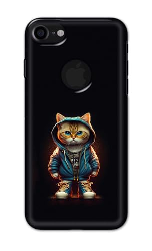 Image of PRINTFIDAA Printed Hard Back Cover Case for Apple iPhone 7 Logo | iPhone 8 Logo Back Cover (Hipster Cat) -112