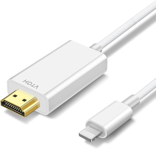 [Apple MFi Certified] Lightning to HDMI Adapter 10ft Cable, 1080P HD Sync Screen Mirroring for iPhone/iPad to TV/Monitor/Projector, Plug & Play No Power Required, iOS-Compatible Digital AV Connector