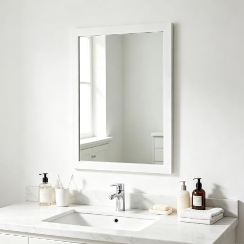 Image of Bathroom Mirror for Over Sink 28x20 Inch Rectangular Wall Mirror, White