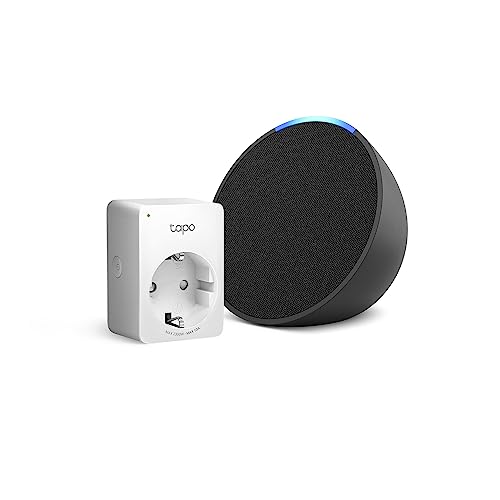 Te presentamos el Echo Pop | Antracita + TP-Link Tapo P110 Smart Plug (enchufe inteligente WiFi) con Monitoreo Energético, compatible con Alexa - Kit de inicio de Hogar digital