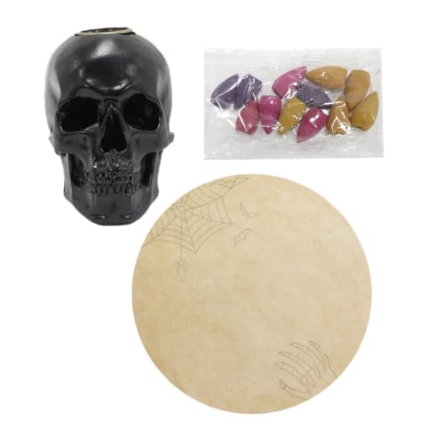 Halloween Backflow Waterfall Fountain Skull Cone Incense Burner Resin