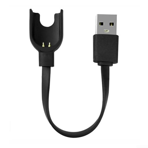 Cavo di ricarica USB per Mi Band 3 - Base di ricarica da tavolo, cavo flessibile nero da 15 cm con doppi contatti da 3 mm per una maggiore efficienza di ricarica (la linea è lunga 13 cm)