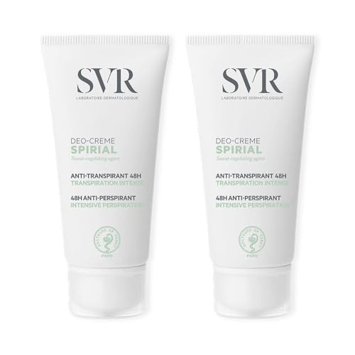SVR Spirial Duo Deo-Creme 50ml – Desodorante en Crema Antitranspirante 48h, Para Piel Sensible, Sin Marcas, Uso Corporal y Axilas, Control Intenso del Sudor