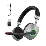 Wireless Headset, Bluetooth Headset with Microphone, AI Noise Canceling Mic & USB Dongle, 40 Hrs Working Time V5.3 Wireless Headphones with Mic Mute for PC/Laptop/Office/Call Center/Zoom/Home/Phone