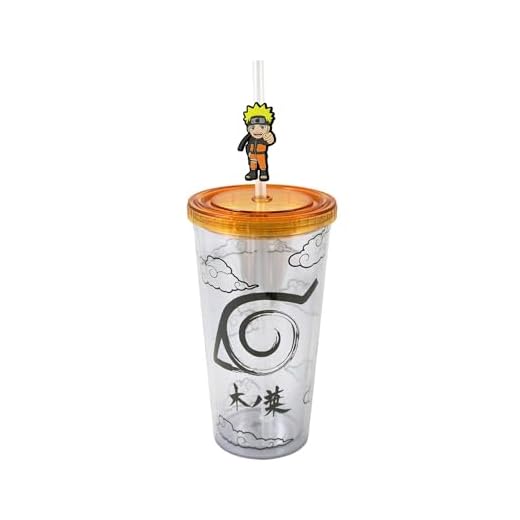 JUST FUNKY Naruto Shippuden Hidden Leaf Village - Taza de viaje de carnaval de 16 onzas | Calidad y diseño premium, tapa a prueba de fugas y derrames | Ideal para regalar - Incluye popote y tapa para