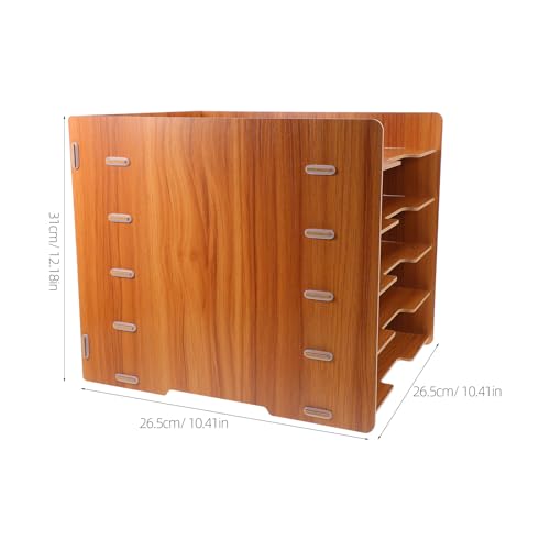 Organiseur de documents robuste multi-couches en bois pour ranger le bureau
