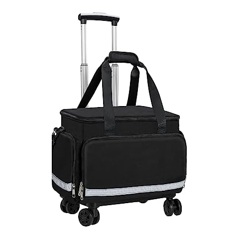 Medical Trolley Bag with Wheels EMT EMS First Responder Nurse Home Health Bag Homecare Physician Ambulance Childcare Traveling Field Trips Camping Hiking Scout Troop with Compartments Removable Cover