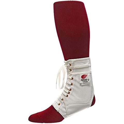 Swede-O Ankle Lok Support with Knit Tongue, Exclusive Lacing System Keeps Brace Tighter Longer, Side Stabilizers Provide Additional Ankle Support, Medium, White Cover