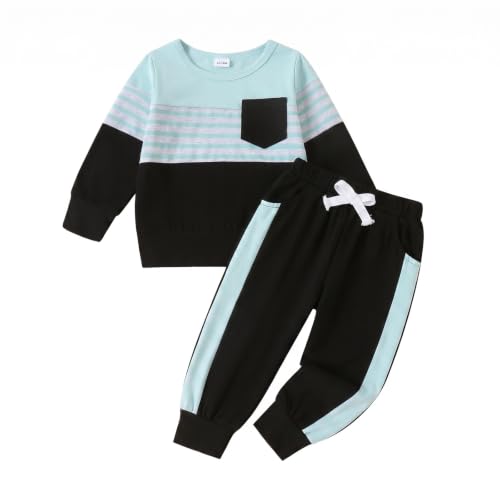 Image of FOCUTEBB Toddler Boy Clothes Baby Boys Fall Winter Outfits Long Sleeve Sweatshirt Top Jogger Pants Set Boys Outfit Set 12M-4T