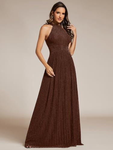 Image of Ever-Pretty Women's Maxi Halter Formal Dress Stretchy Glitter Evening Gowns