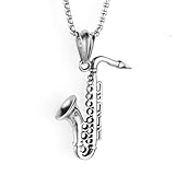 OIDIMS Saxophone Necklace for Men Women Hip Hop Jazz Musical Instrument Pendant Necklace Punk Rock Vintage Statement Music Lovers Necklace Jewelry Gift for Boys Girls