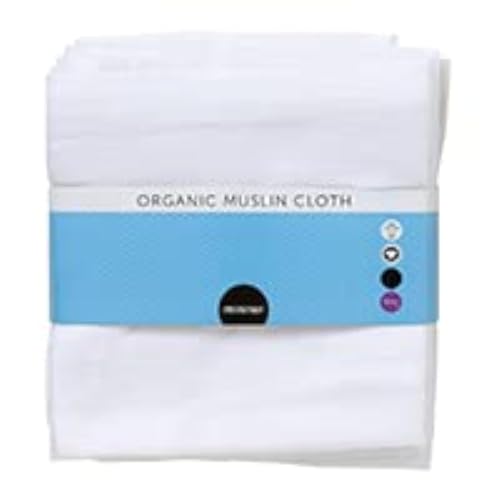 Mininor - Toallas de muselina orgánica, color blanco, 8 unidades