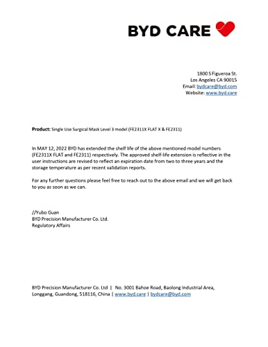 Ebat Promo 3-Box(150Pcs) Byd Astm Level 3 ‎Model Fe2311X(Flat) Blue Disposable Single Use 3-Ply Face Masks Approved On 05/12/2022 For Expiration Term Of 3 Years After Production Date(Read Statement) #TOP4