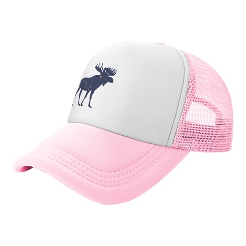 Alaska State Moose Flag Lightweight Mesh Baseball Hat Fishing Sun Cap Outdoor Casual Cap Pink