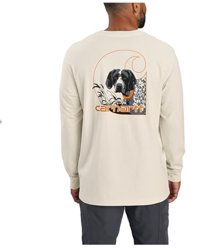 Image of Carhartt Men's Loose Fit Heavyweight Long-Sleeve Pocket Dog Graphic T-Shirt