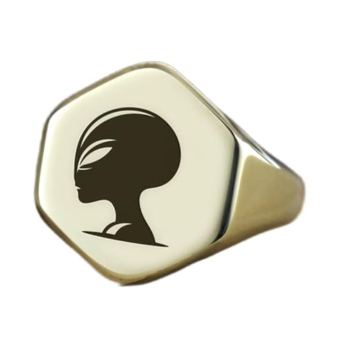 Bague extraterrestre hexagonale chevalière vintage argent sterling 925