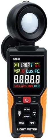 Mcbazel Digital Illuminance Meter – 200,000 Lux Ultra-Wide Range, 270° Rotatable Sensor, HD Color Display for Indoor/Outdoor Light Measurement