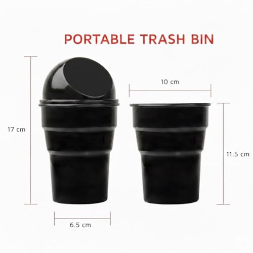 Image of JIVANI BROTHER Car Trash Bin with Push Lid and Detachable Hook - Clamshell Garbage Container for Car Door, Armrest Box, Seat Back Pocket or Desk (Pack of 1) (Mini Trash)