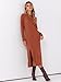 ANRABESS Long Sleeve Midi Dresses for Women Fall Fashion Casual Vacation Crewneck Loose Split Striped Long Tshirts Dress Brick Orange XL
