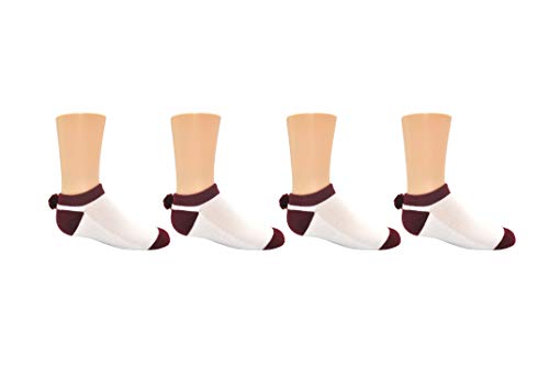 Everything Legwear Sock House Co. Pom Pom Socks (4 Pair) - Youth Girls Team Spirit Athletic Socks - Fits Girls Shoe Size: 9-3