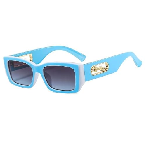 Lunettes de soleil carrées pour femmes motif léopard bleu monture originale MUTYNE rétro chic