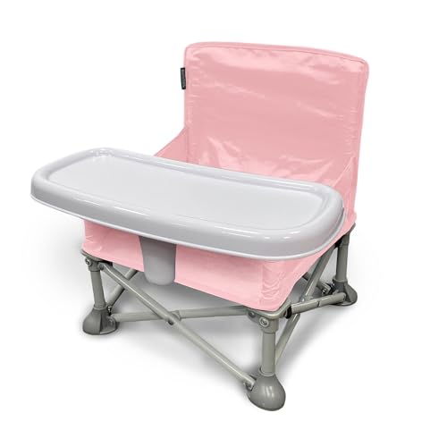 Image of Summer Infant Pop ‘N Sit Eat ‘N Play (Pink) Baby Pop Up Chair for Meals and Playtime with Removable Tray and Toys, Portable Booster Folds for Travel