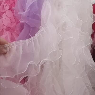 Koronkowe wykończenie o szerokości 14 cm, 2 warstwy, luksusowa plisowana tkanina organza z falbanką, koronkowe wykończenie z frędzlami 3D, obroża ślubna, akcesoria do szycia DIY (różowy