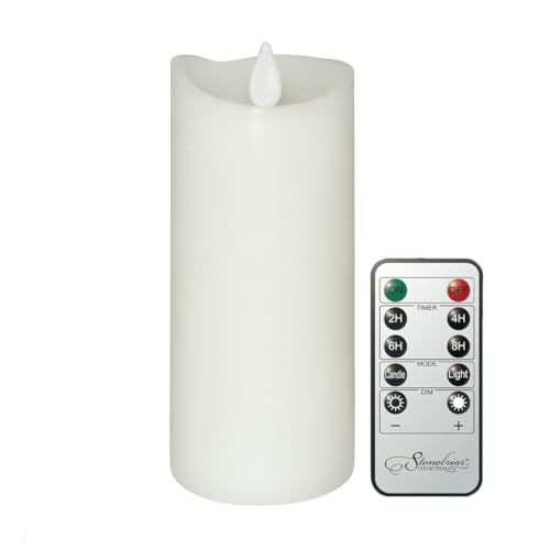 Image of Stonebriar LED Pillar Candles - Remote & Timer, Real Wax Flameless Candles for Home Decor, Weddings & Events, Pack of 6, White, 3 inch x 8 inch
