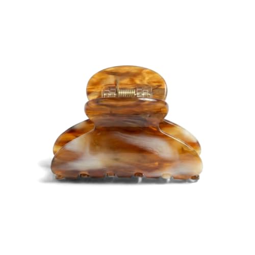 France Luxe French Hair Clip for Thin Hair, Mini Claw Clip, Caramel Horn