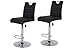 2er Set Barhocker Miranda, Kunstleder Schwarz, Trompetenfuß mit Lift und 360° drehbar, Sitzhöhe 60 auf 82 cm
