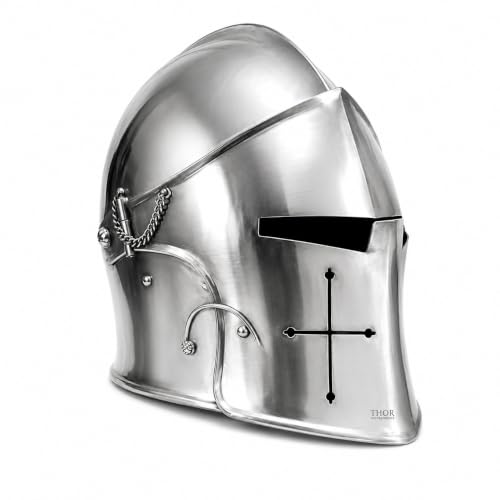 THOR INSTRUMENTS Templar Crusaders Halloween Costume Props Medieval Barbuta Visored Armour Helmet Rustic Vintage Home Decor Gifts
