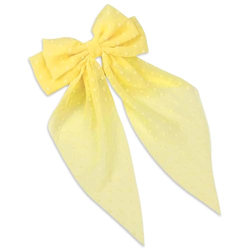 Yellow Hair Bow 15 Inch Solid Big Bow Satin Hair Clip Cute Large Long bow hair Clip Vintage Bowknot Hairpin for Women Girls for Daily Dressing Performance Ball Date Party(Yellow)