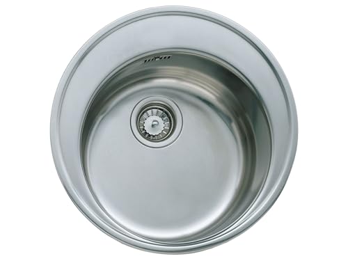 Teka Centroval 1C - Fregadero de Cocina 1 Seno, Encastrado, para Mueble de 45 cm, Cubeta Circular, Acero Inoxidable