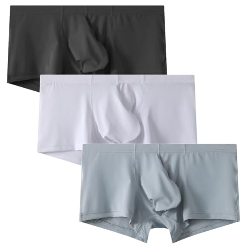 Men's Pouch Trunks Enhance Ice Silk Underwear Briefs Comfy Low-Rise Quick Dry Boxer Briefs