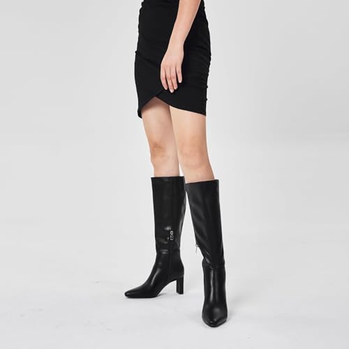Image of GENSHUO Knee High Boots for Women Comfy Flat Heel Vintage Square Toe Fall Winter Solid Side Zipper Costume Knight Booties