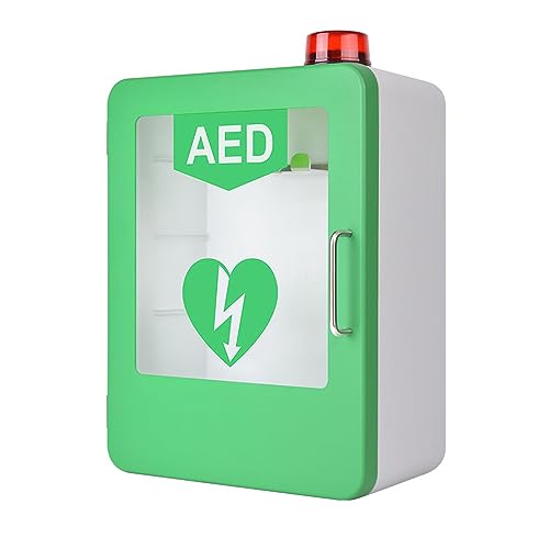 Armario de almacenamiento para desfibrilador AED, caja de alarma de desfibrilación cardíaca de plástico montado en la pared, gabinete de primeros auxilios, se adapta a la mayoría de modelos de DEA,