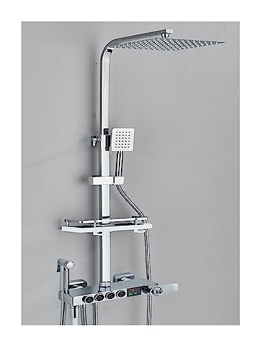 Pomme de douche thermostatique anti-brûlure avec colonne de pluie