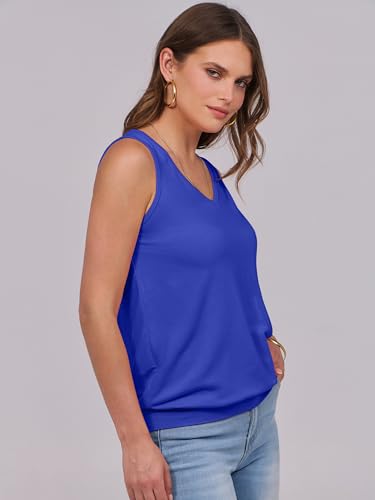 Image of ANRABESS Women Tank Tops Summer V Neck Sleeveless Casual Loose Fit Cute Cami Basic T Shirts Solid Tees 2026 Trendy Outfits